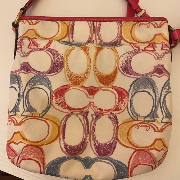Coach Signature Multi Color Scribble Pattern Crossbody Bag - Picture 2 of 6
